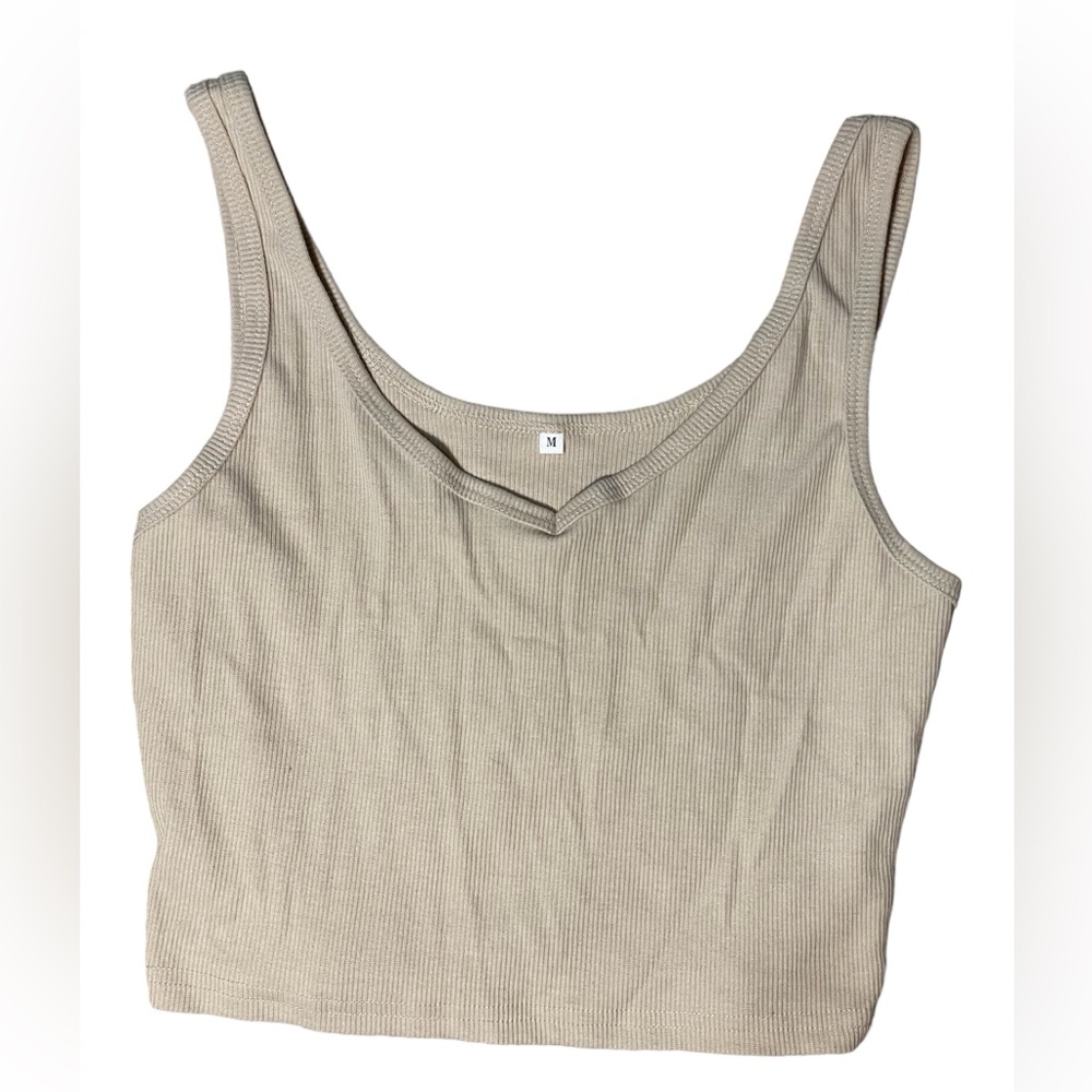 Cream cropped tank top